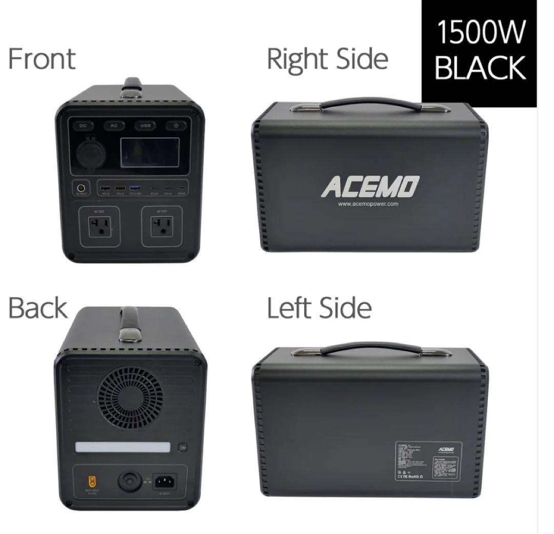 ACEMO 1500W ポータブル電源 1340Wh リン酸鉄リチウム