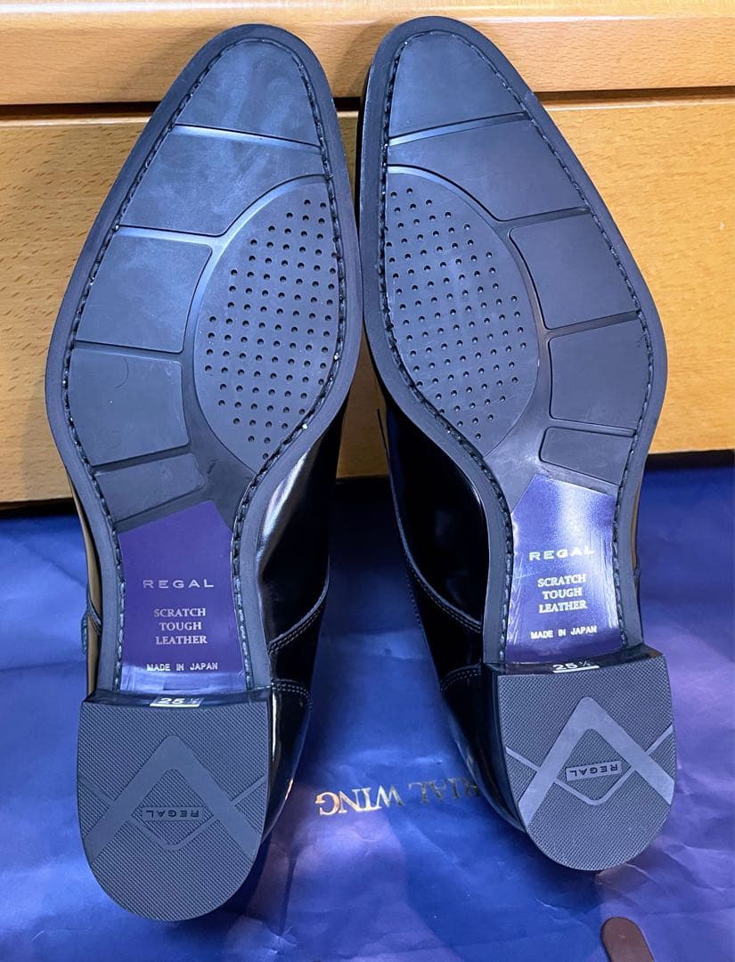 新品リーガルビジネスシューズダブルモンクストラップタフスクラッチレザー25.5