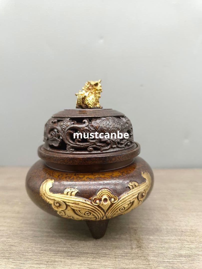 銅製 チ龍獅蓋香炉 室内檀香炉 香道具茶道具 工芸品 置物