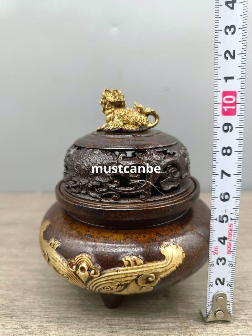 銅製 チ龍獅蓋香炉 室内檀香炉 香道具茶道具 工芸品 置物