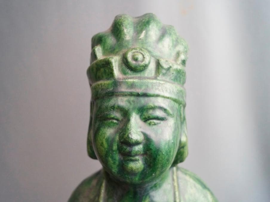 旧家蔵出し 中国 漢時代 緑釉 婦人俑