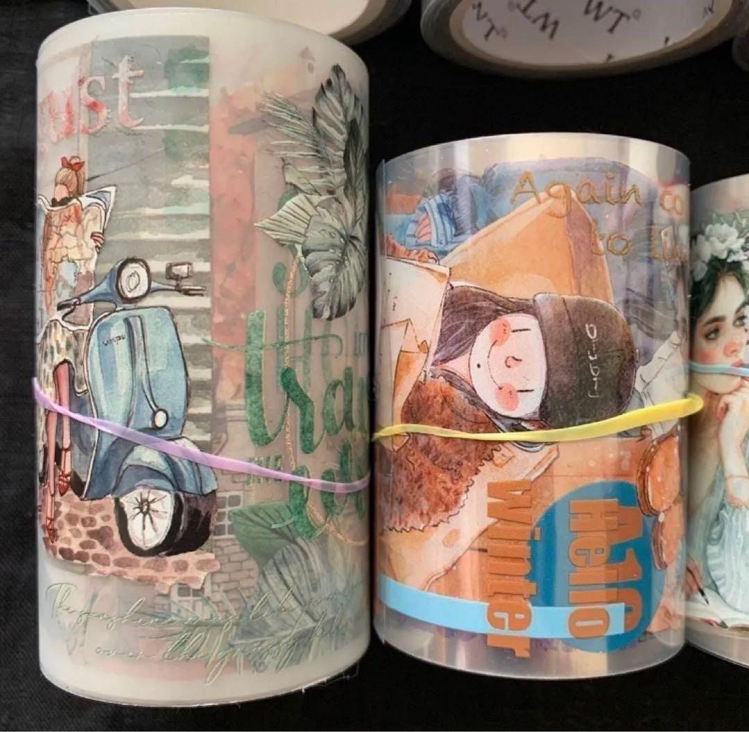 海外マステまとめ売り マスキングテープ 14本 人物 風景 花柄系