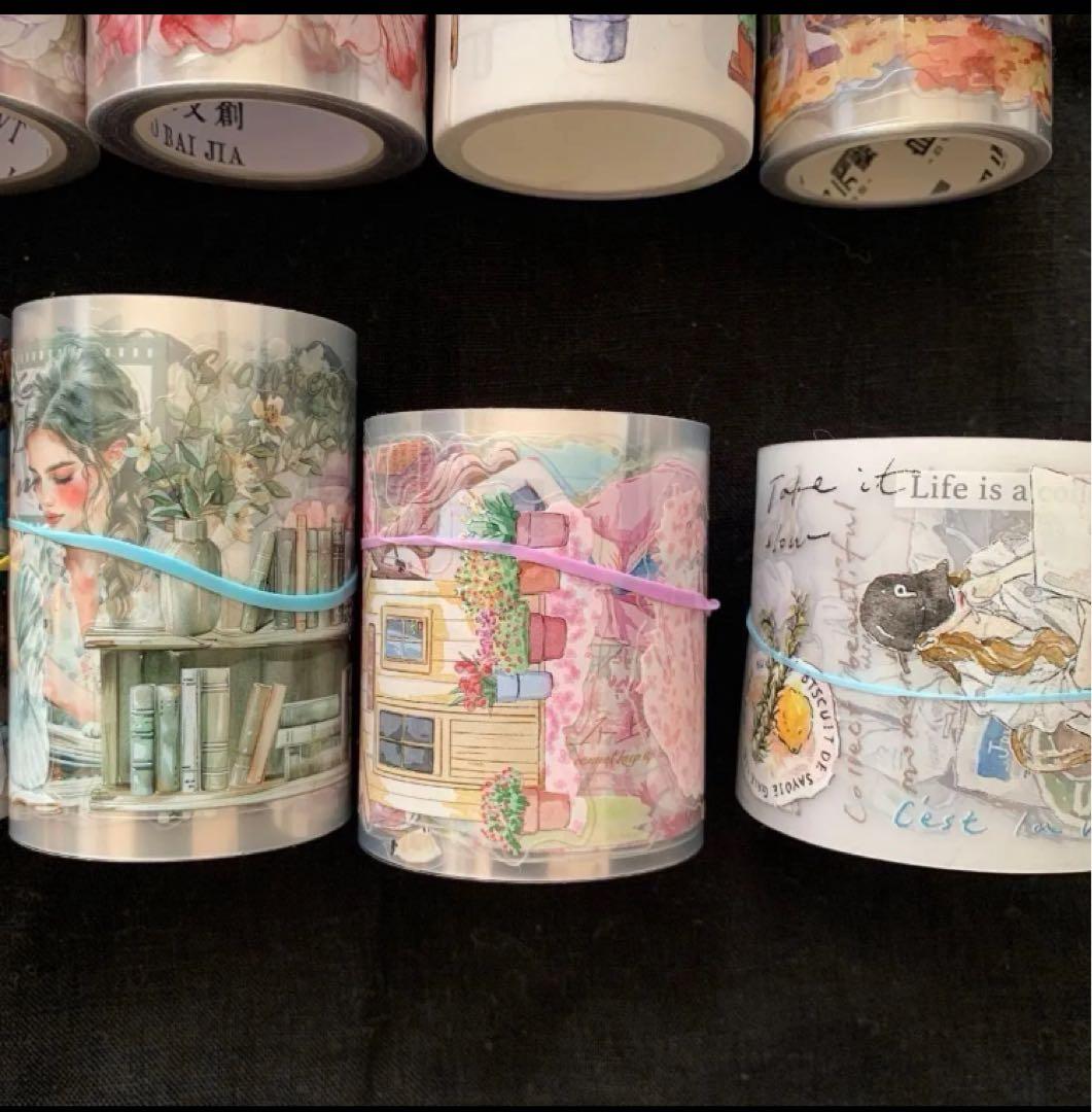 海外マステまとめ売り マスキングテープ 14本 人物 風景 花柄系