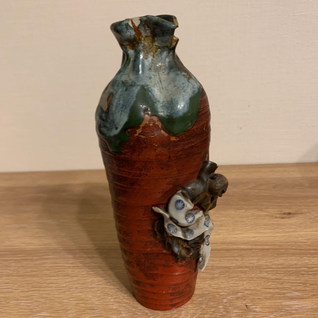 隅田焼 高浮雕人物花瓶 アンティーク 1客