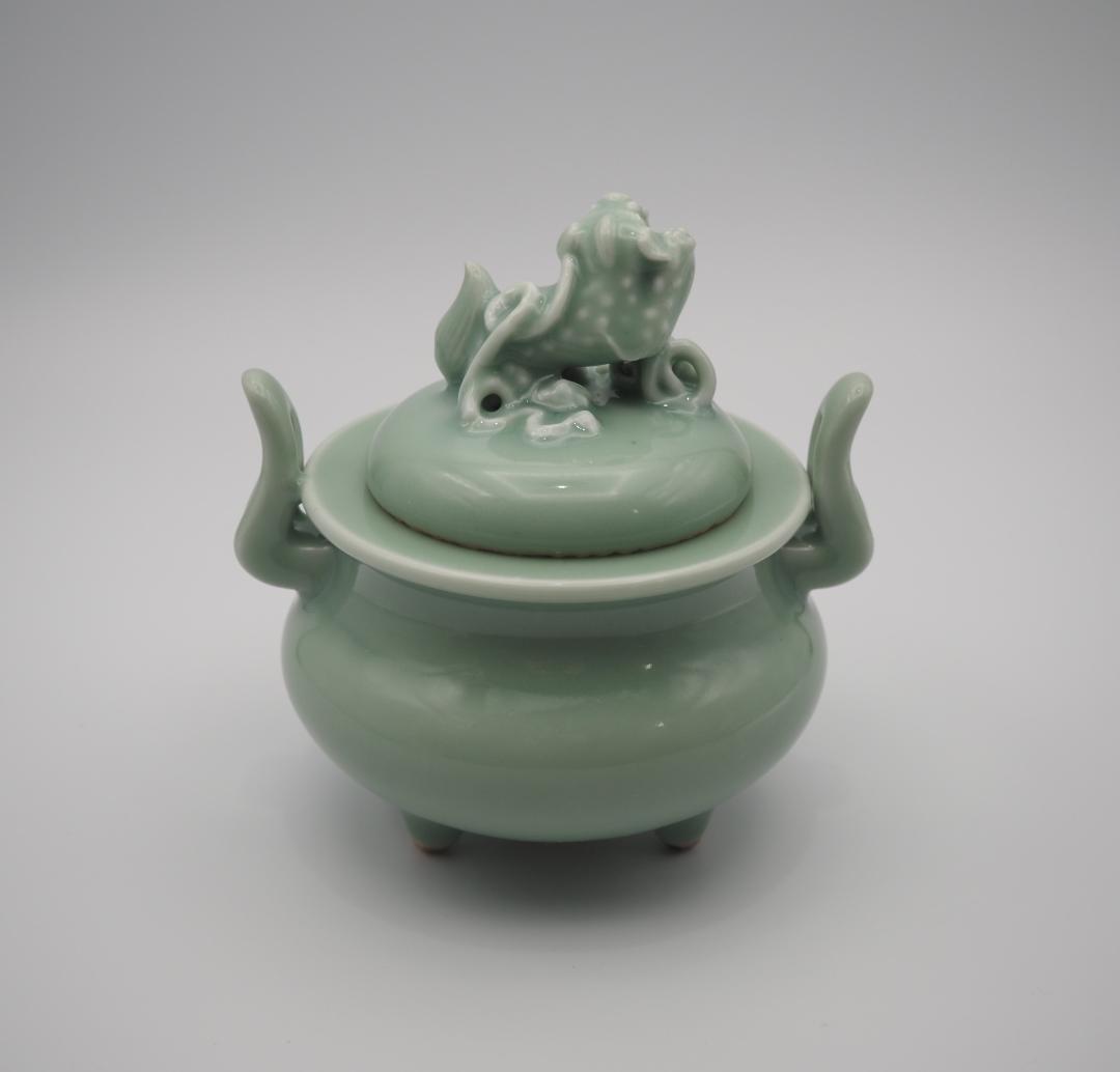 真葛香山 宮川香山 青磁釉 香炉  識箱付