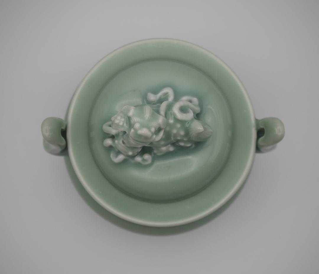 真葛香山 宮川香山 青磁釉 香炉  識箱付