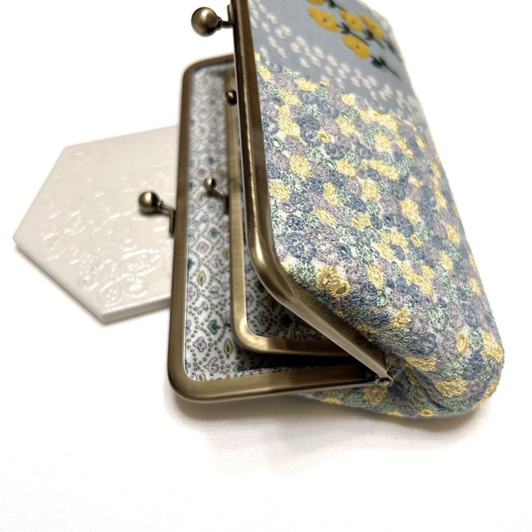 ミナペルホネン　ハンドメイド　がま口　親子長財布　ballade skyful