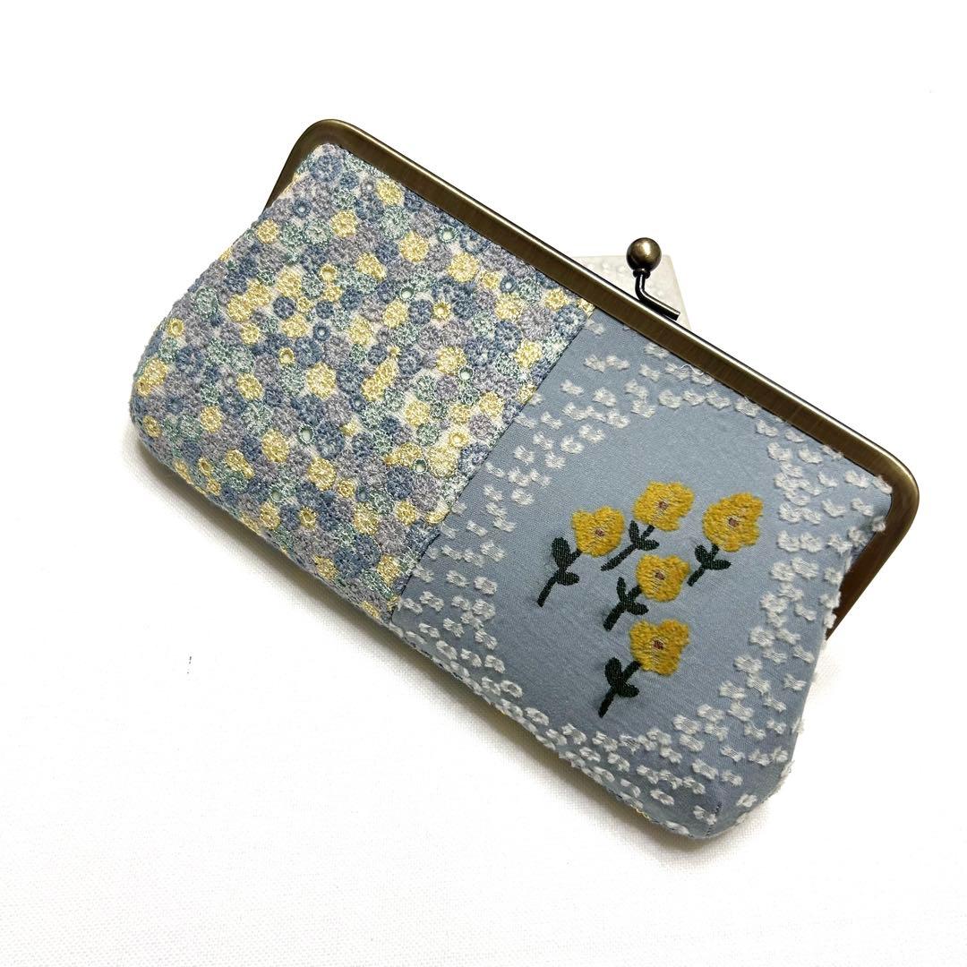 ミナペルホネン　ハンドメイド　がま口　親子長財布　ballade skyful