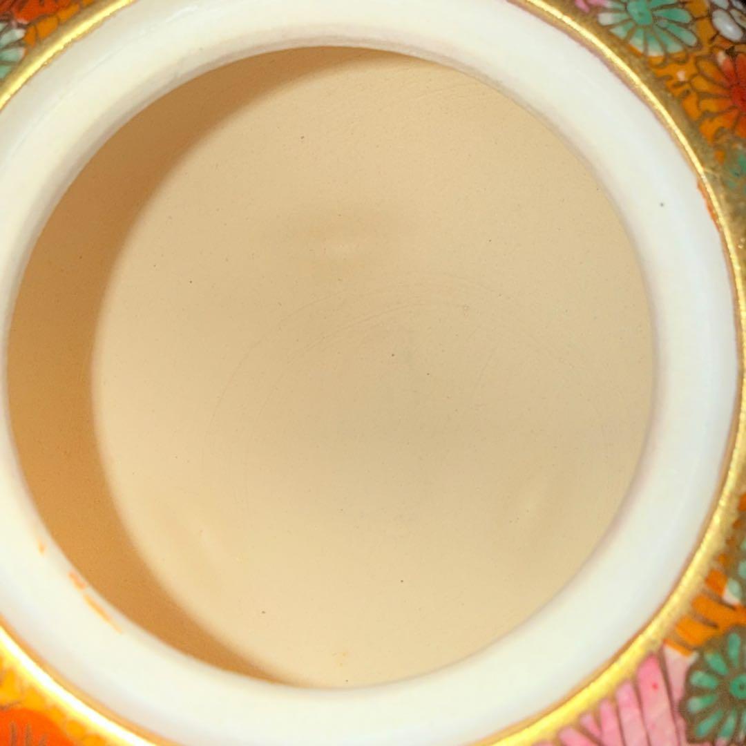 未使用】九谷焼 幸仙窯 花柄香炉 木箱付き金彩花詰 陶器 陶芸 工芸品