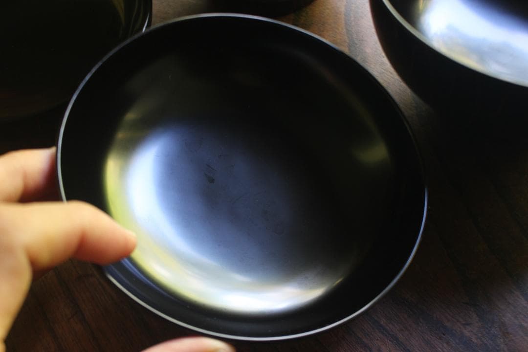 デッドストック！上質黒漆に極上網目蒔絵の映える煮物椀2点（検輪島塗蒔絵椀雑煮椀