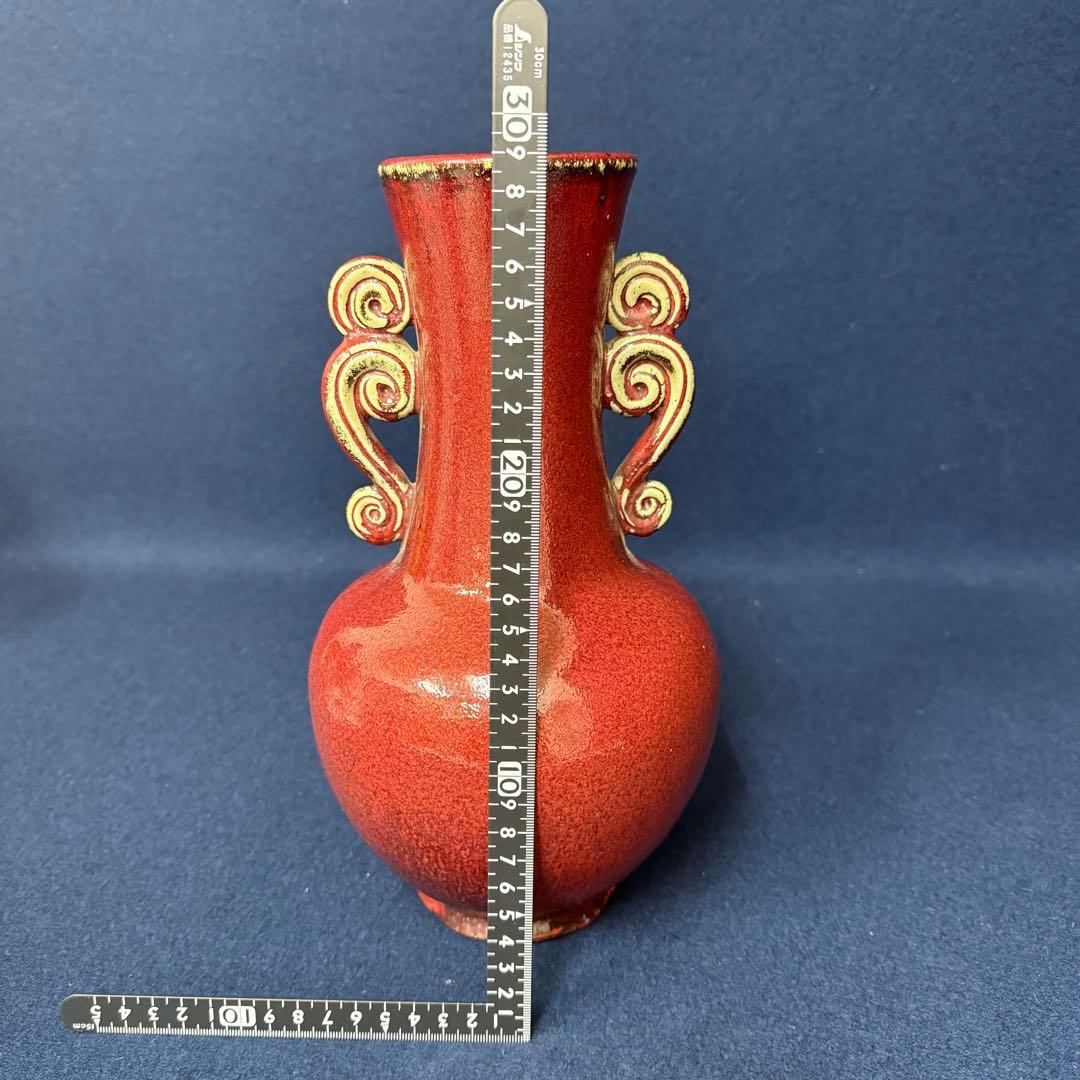 景徳鎮 辰砂 花器 花瓶 花入 花生 時代 古玩 当時物 旧家 蔵出 骨董品