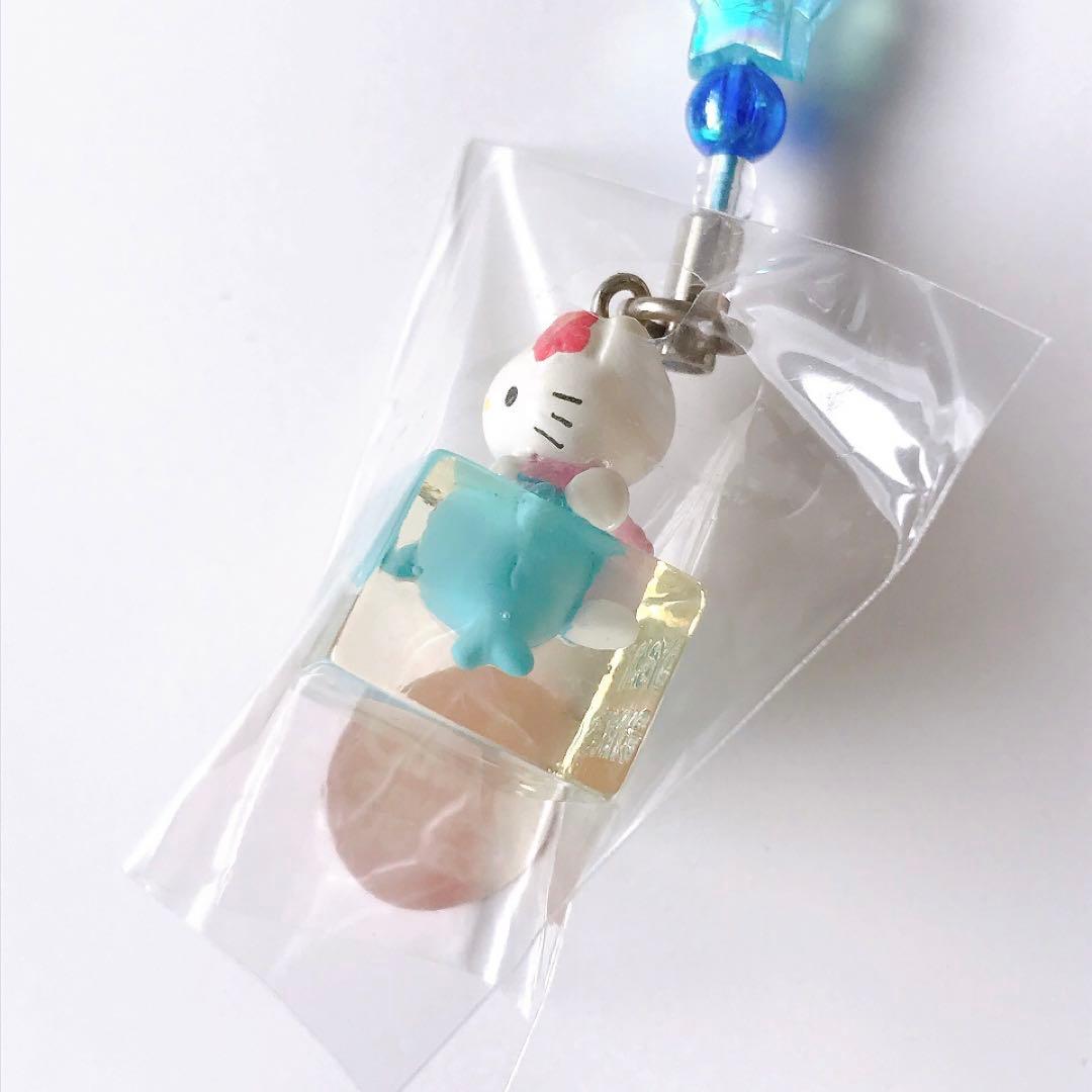 ご当地キティ★水族館限定★クリアキューブ★根付け★ストラップ★イルカ★ビーズ