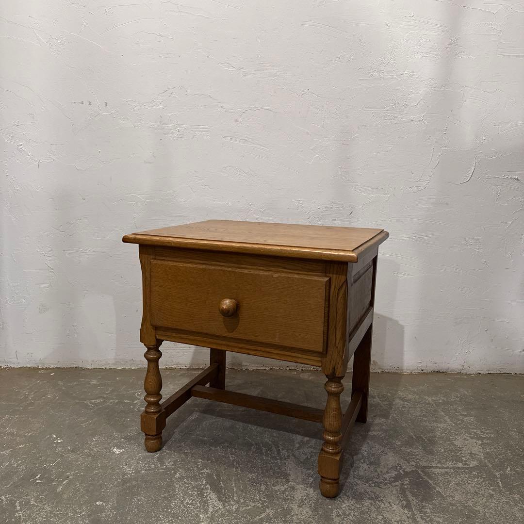 ヴィンテージ 木製サイドテーブル 引き出し付き 1