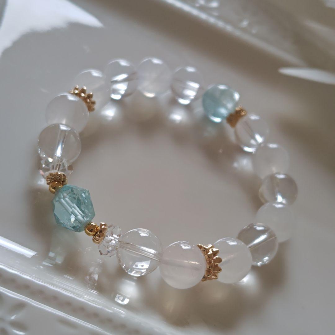 宝石質モスアクアマリン六芒星、ブルートパーズ、K2ムーンクオーツ