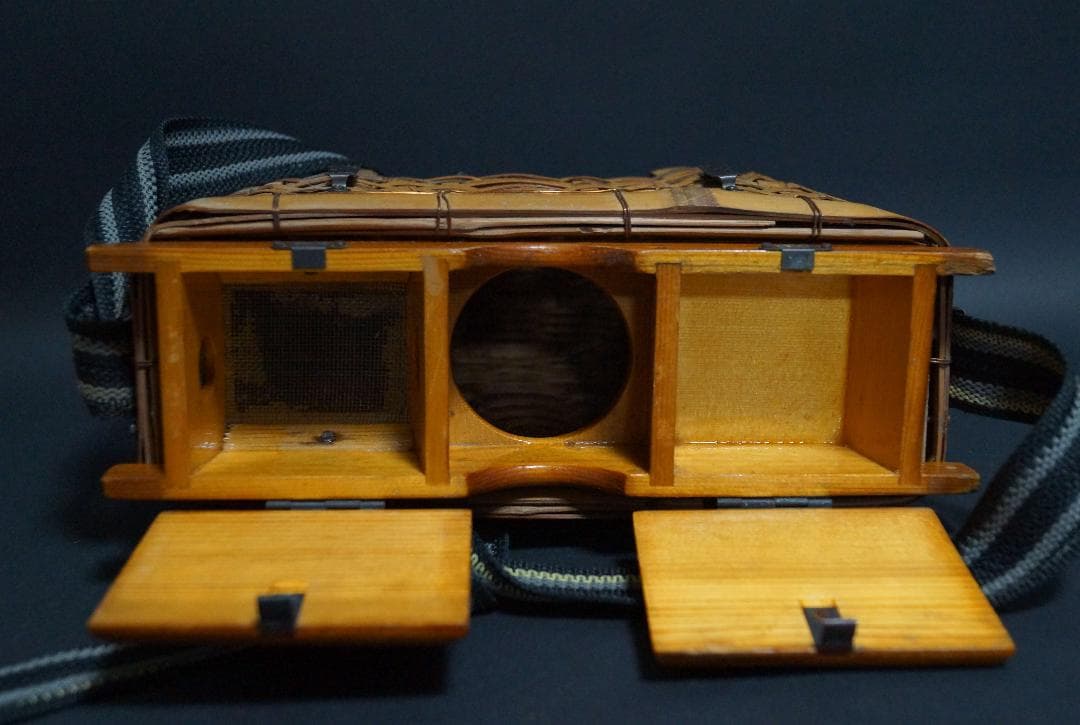 竹編 渓流鮎籠 虎竹装飾 魚籠 ビク 魚カゴ びく 川釣り 渓流