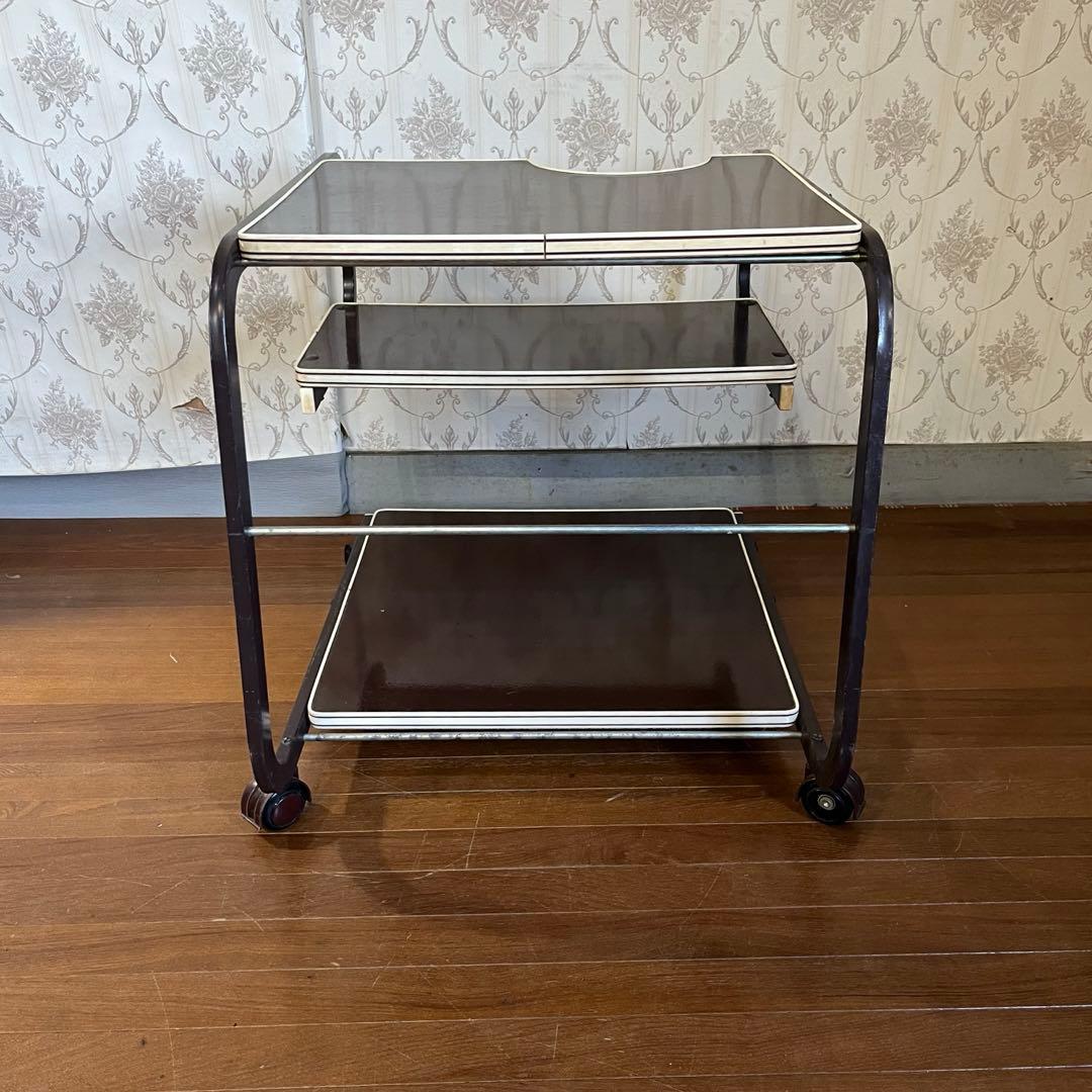 アンティーク】アイアンフレーム キャスター付き サイドテーブル