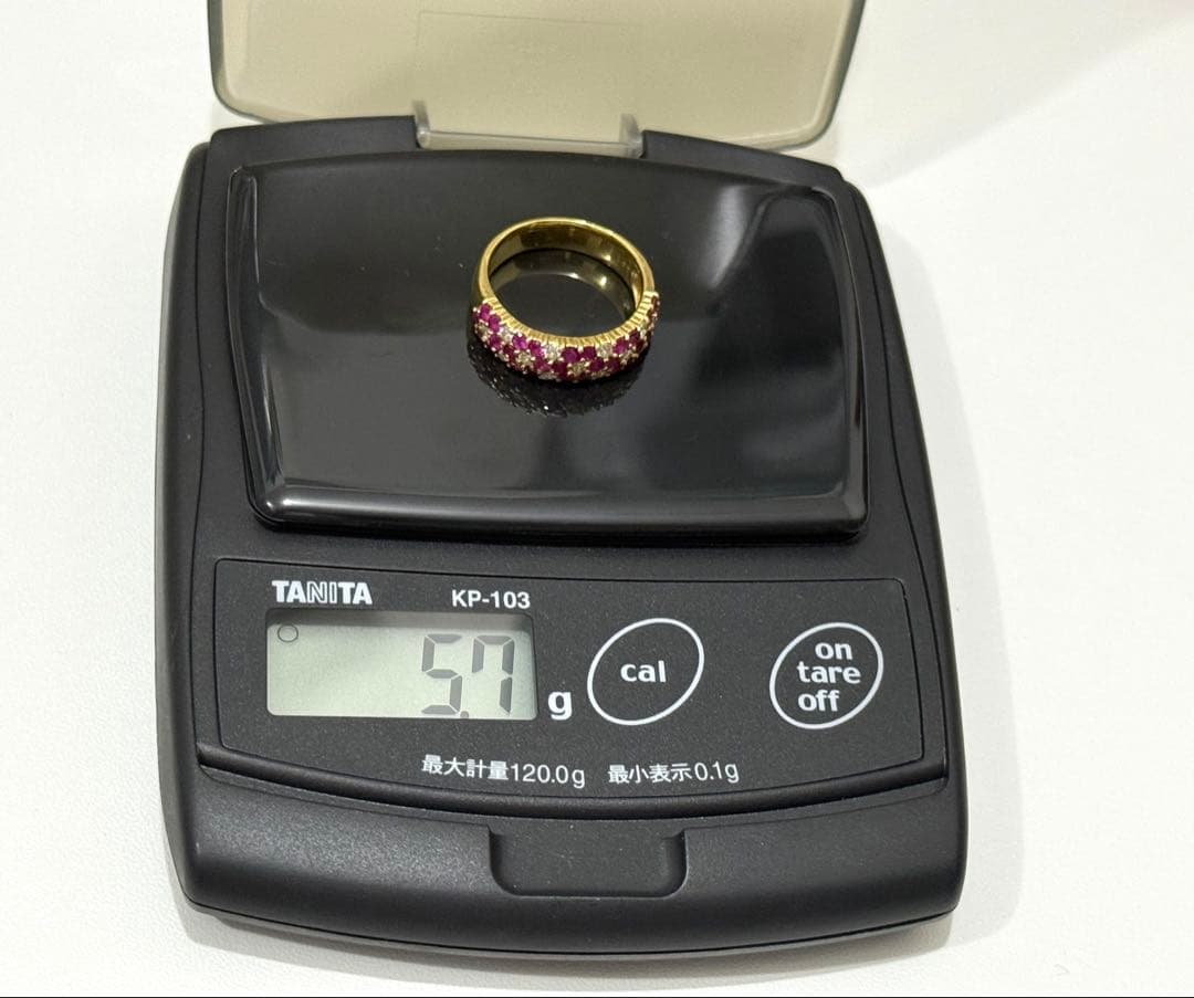 k18石付きメレダイヤ14.5号リング