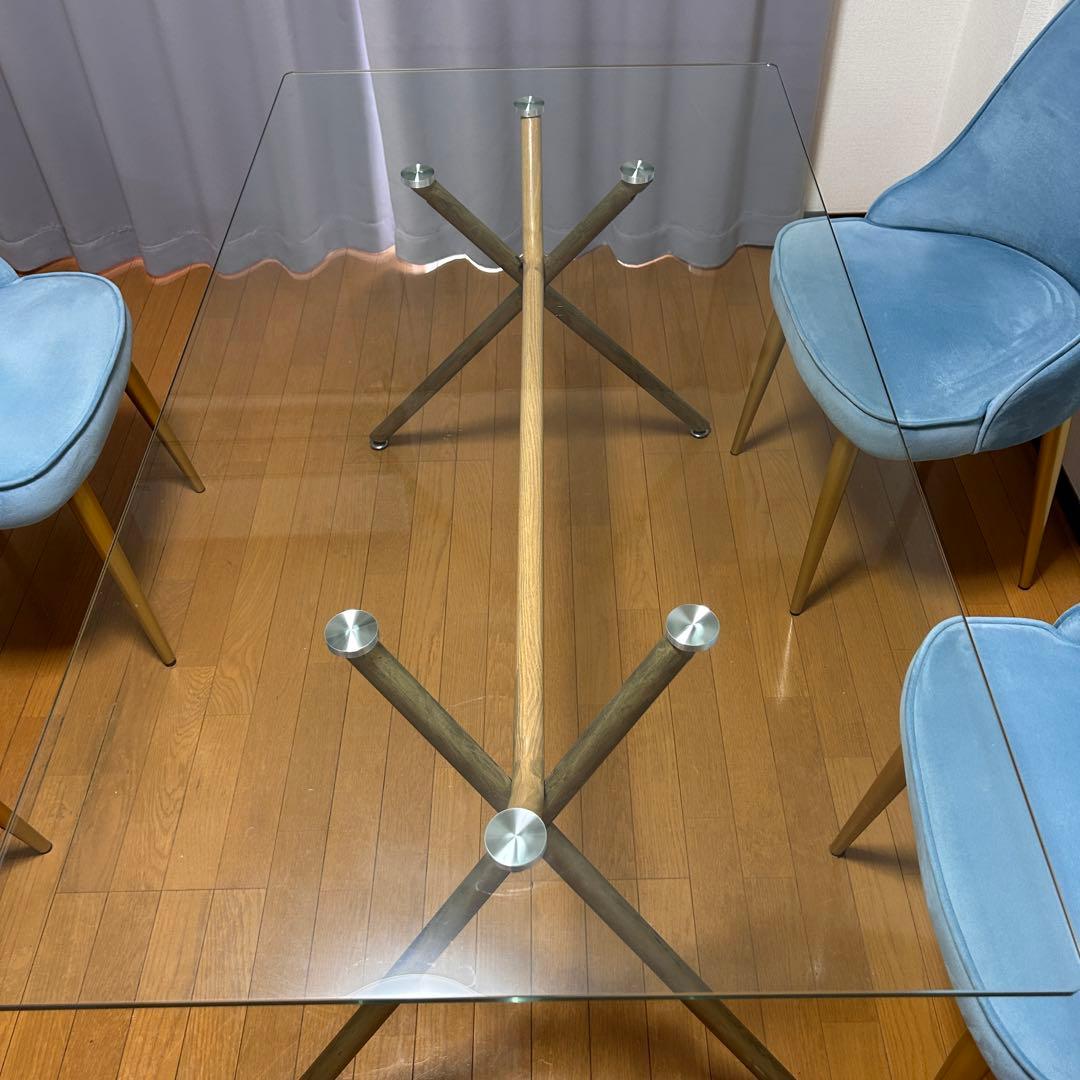 【美品✨総額２０万over／オーダーメイド】　ガラスダイニングテーブル　チェア