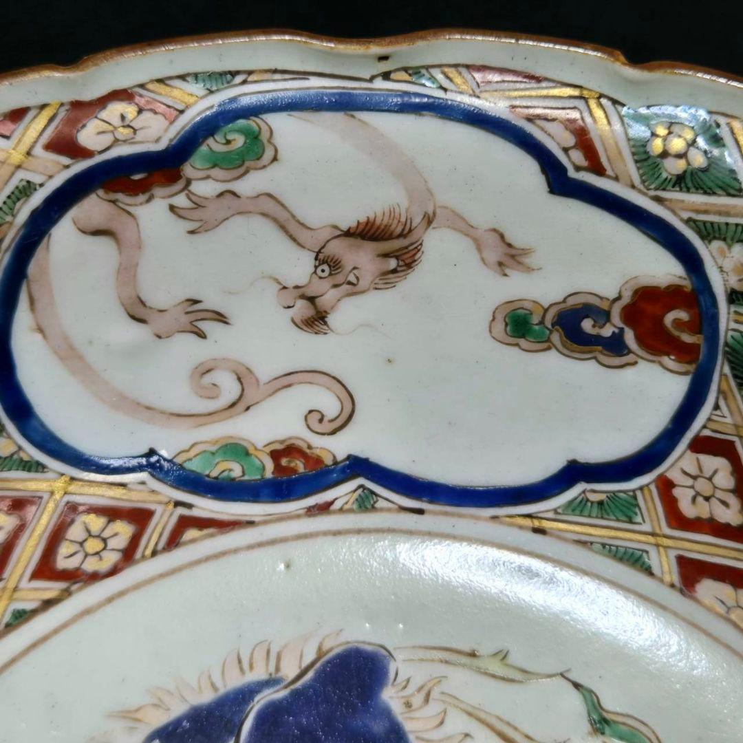 23-545 古伊万里色絵金彩　海鵜紋様深鉢