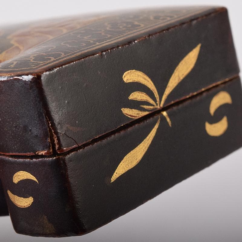 茶道具　唐物　山水蒔絵　巻物形香合　箱付　V　R8424