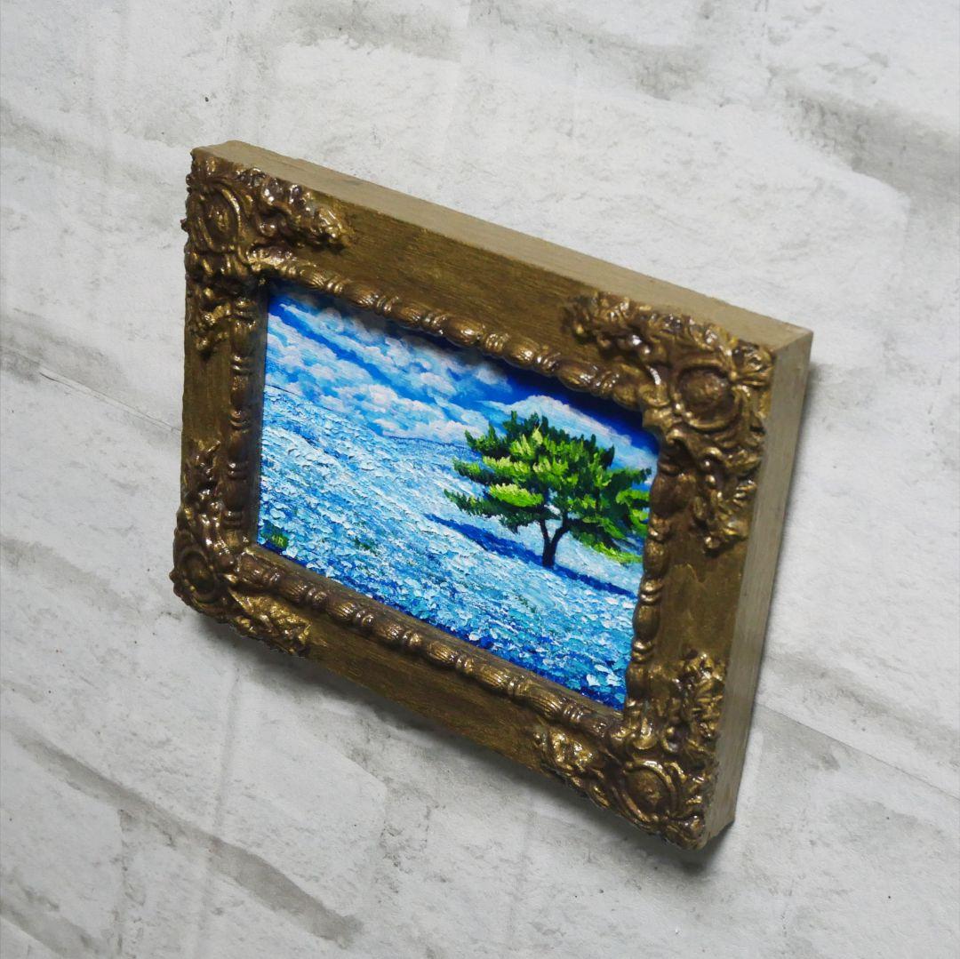 油絵 油彩 油彩画 絵 絵画 キャンバスパネル ミニ絵画【ネモフィラの丘】