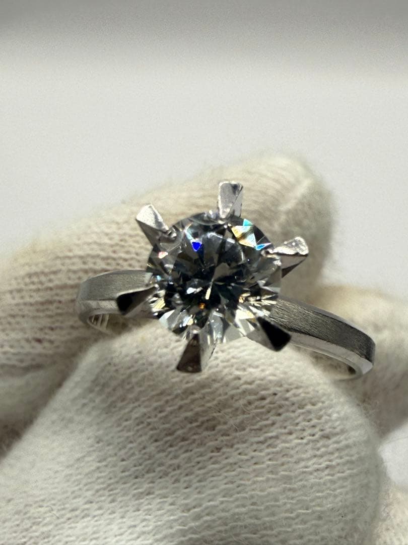 Pt900 プラチナ ジルコニア リング 超音波洗浄器洗浄済み