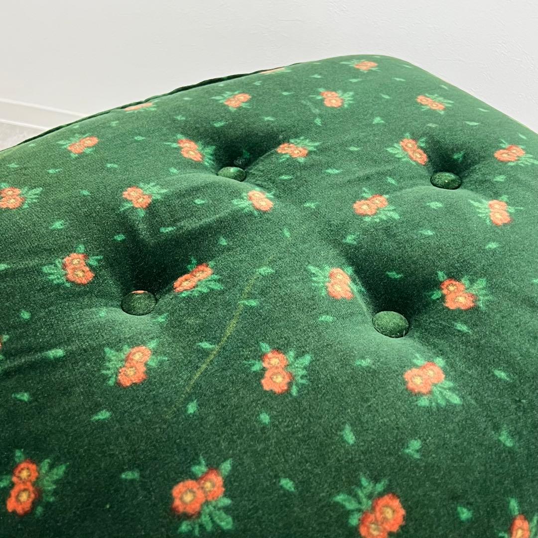 花柄ベルベットオットマン 昭和レトロ スツール クッション一体型 アンティーク