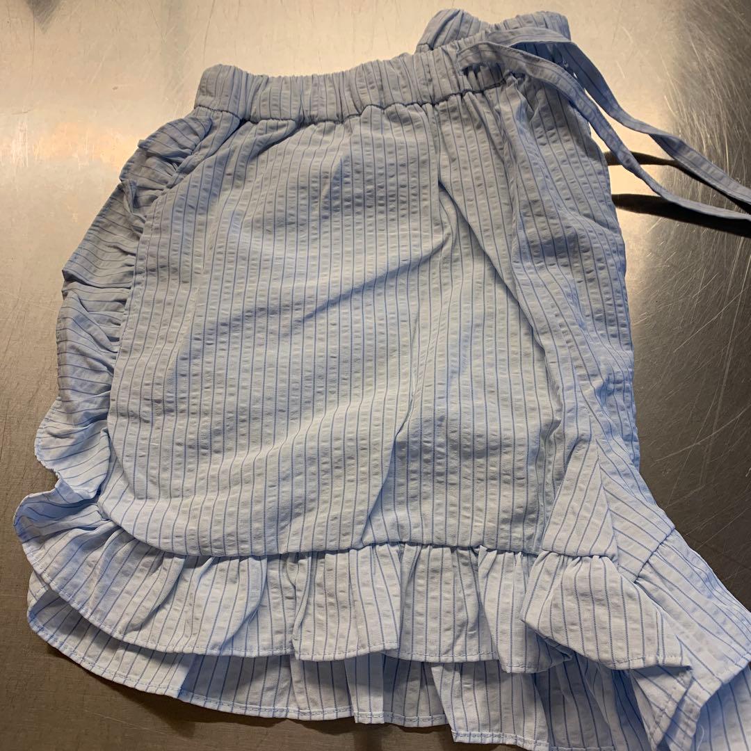 ジェラートピケ　ベアワンポイントTシャツ&ストライプショートパンツ