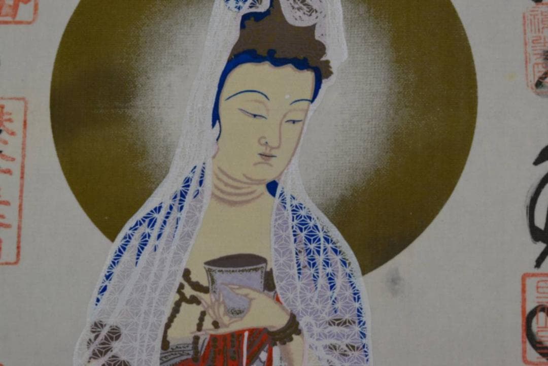 【真作】秩父三十四ヶ所霊場集印肉筆掛軸/仏事掛/掛軸/名家伝来/AA-459