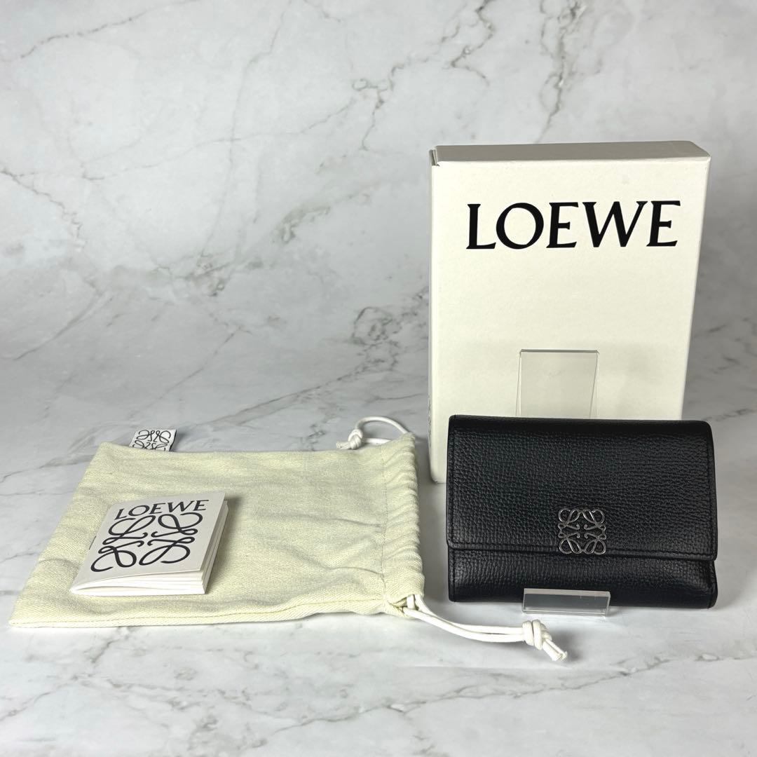 ロエベ アナグラム トライフォールドウォレット Wホック 三つ折り 財布