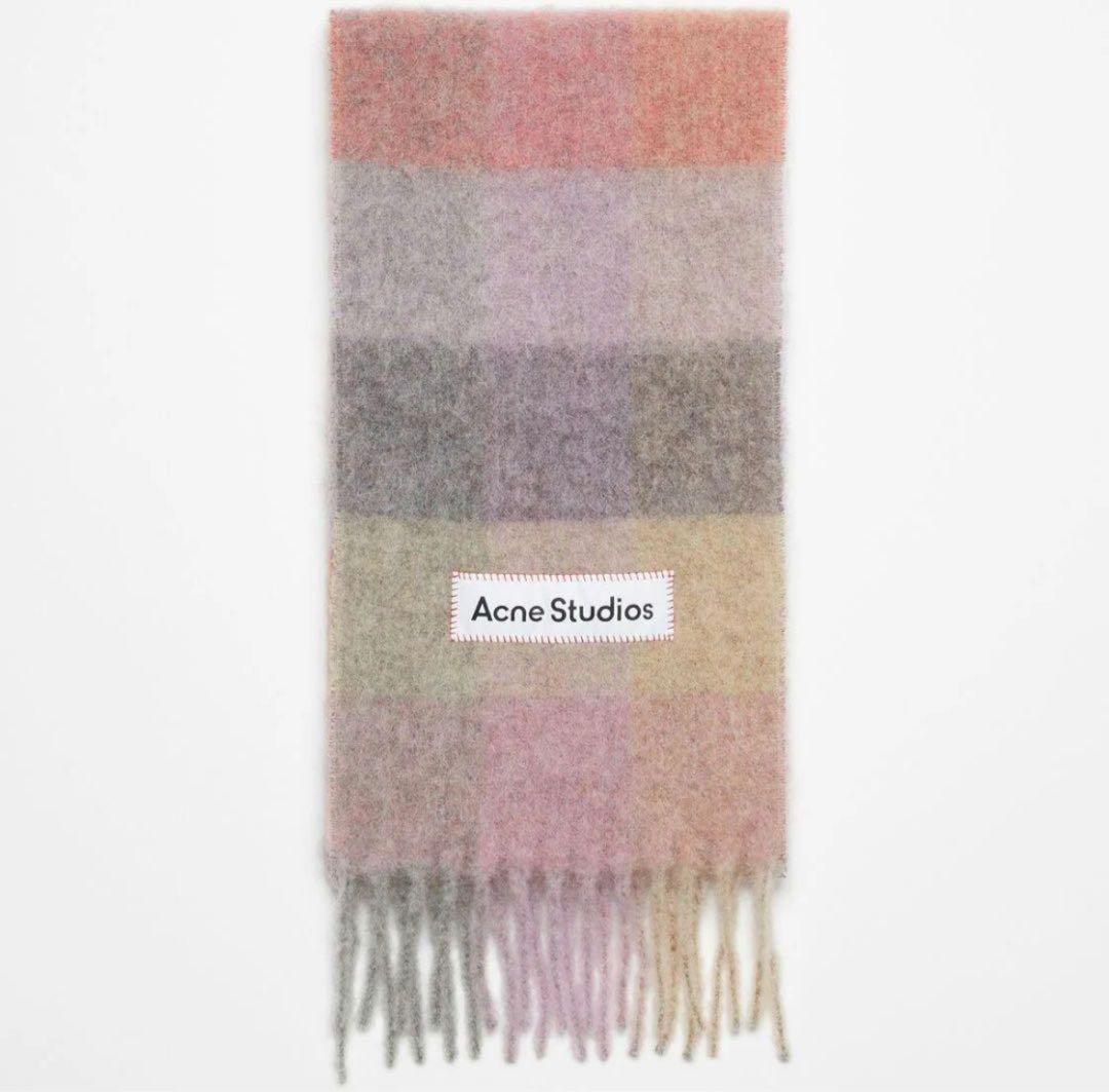 Acne Studios ピンク チェックマフラー