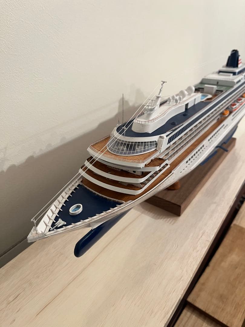 飛鳥II 完成品　木製型　船　モデル　ウッディジョー　手作り