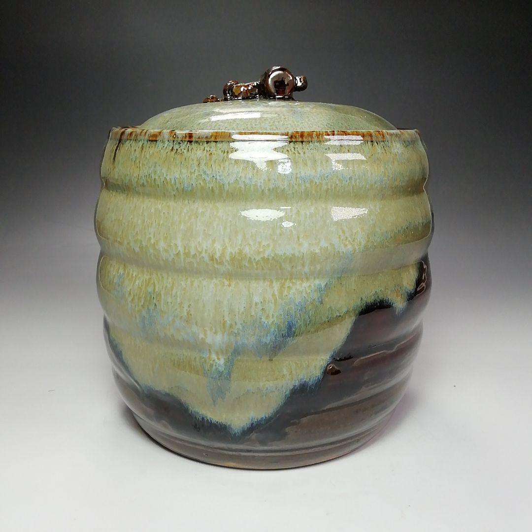 Ｓ６７４　水指　『高取焼』『小槌摘み』『十四代　高取幸仙作』　共箱　茶道具