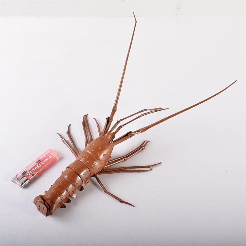 五十一代　明珍宗之作　銅製　伊勢海老　自在置物　共箱　D　R8678