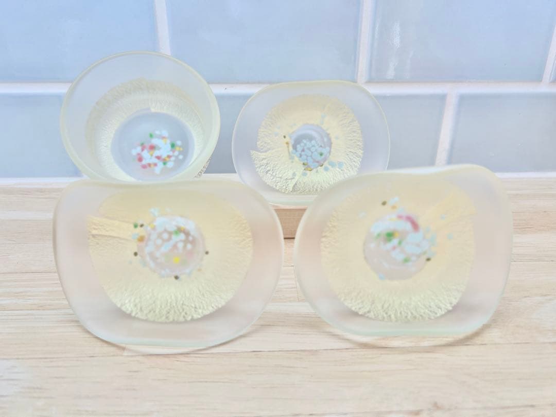 黒木国昭 金彩 鉢 ガラス 小鉢 向付 猪口 和食器 硝子 4点 まとめ売 美