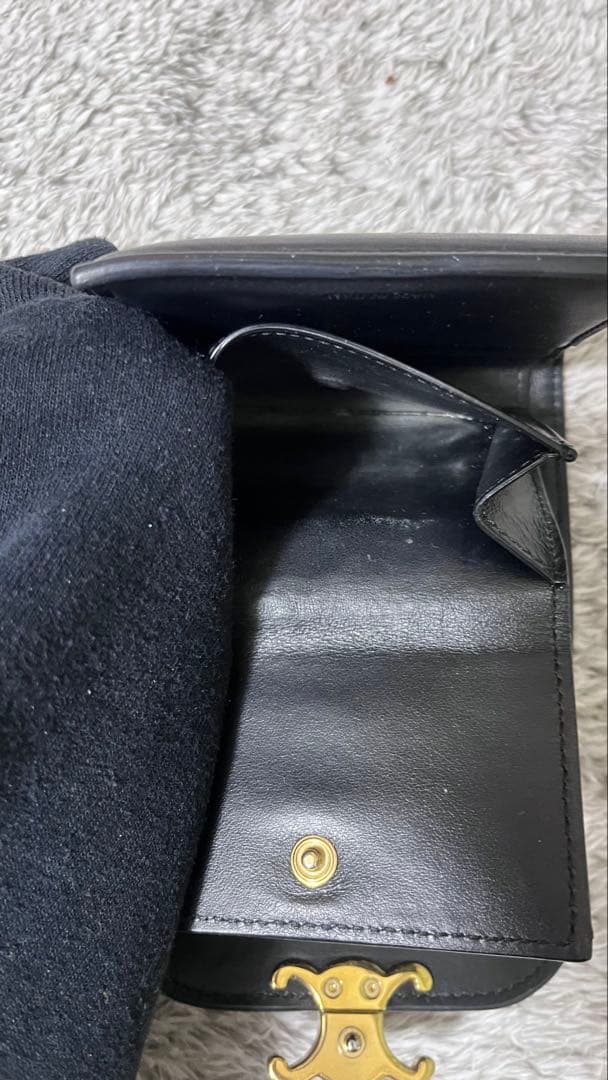 nico-chan セリーヌ　ブラック 三つ折り財布 ゴールド金具
