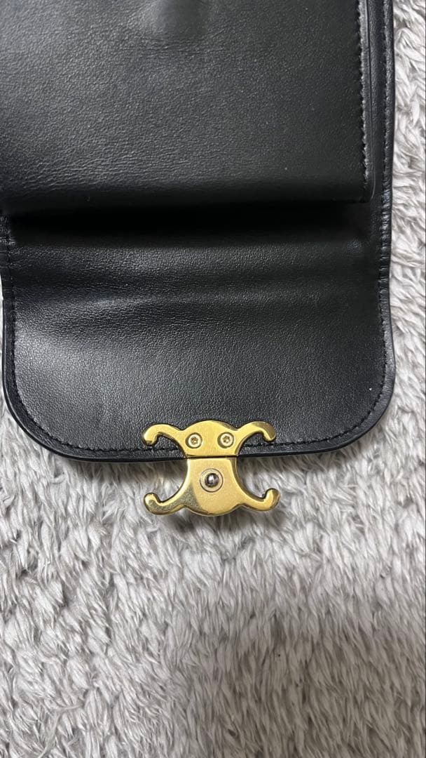 nico-chan セリーヌ　ブラック 三つ折り財布 ゴールド金具