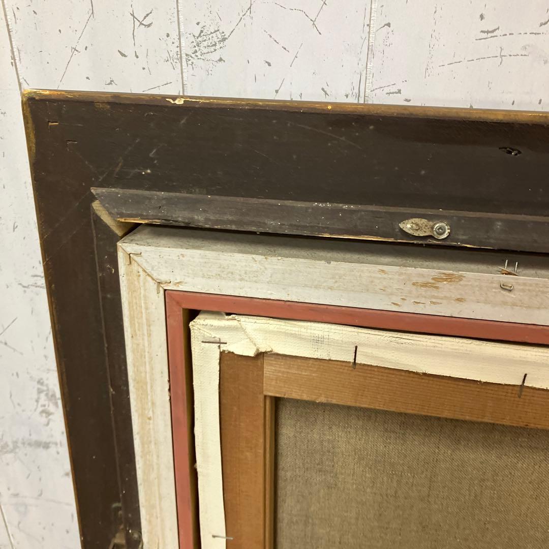 油絵 能面 能楽 黒川能 日本絵 武田靖夫画 伝統芸能 金背景 絵画