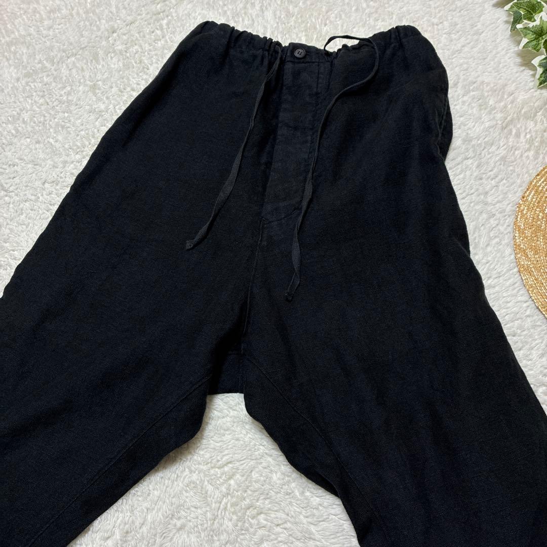 vlas blomme ワークリネンサルエルパンツ　ブラック　チャコール