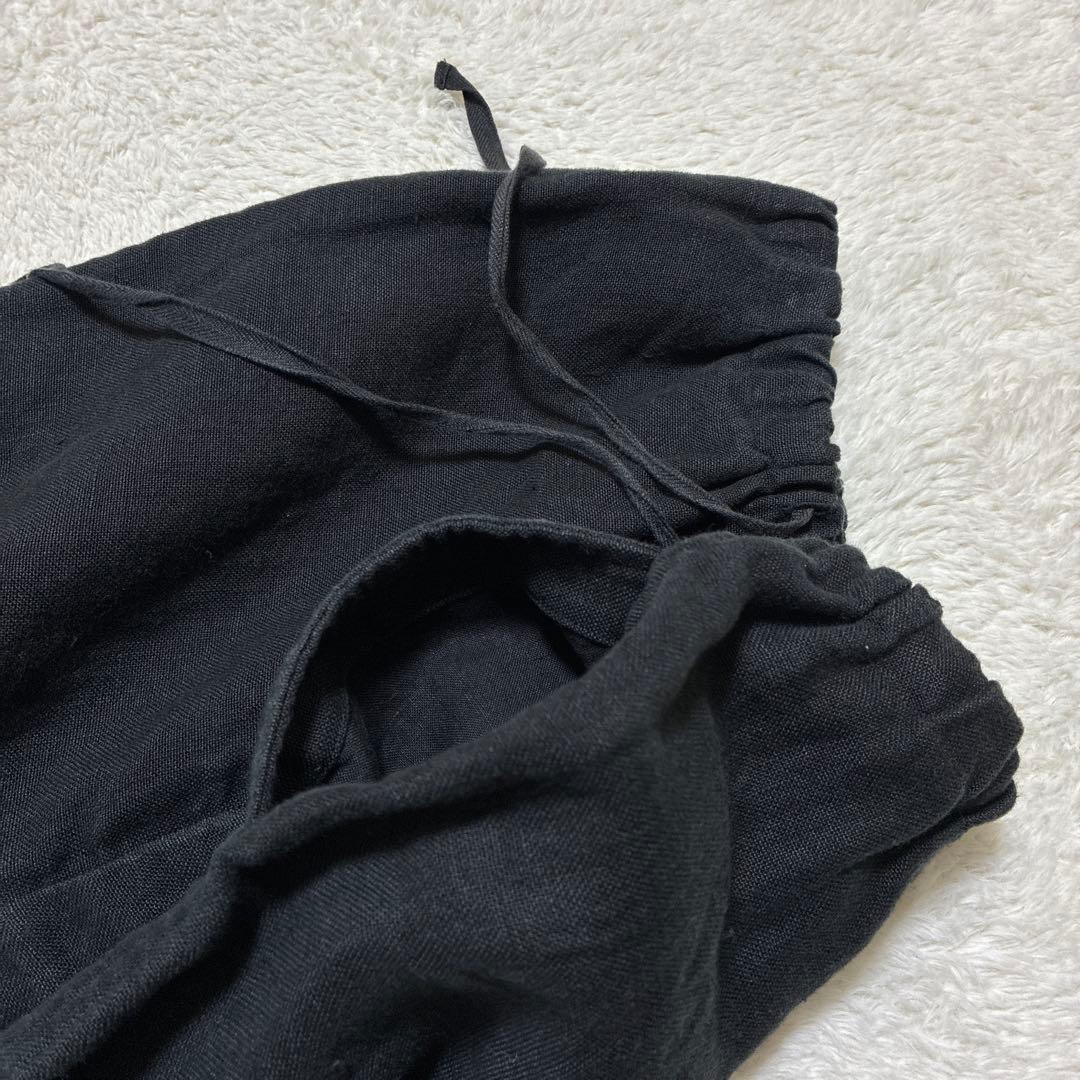 vlas blomme ワークリネンサルエルパンツ　ブラック　チャコール