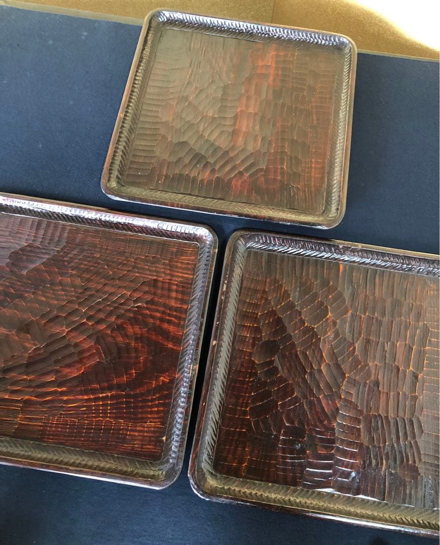 《R》伝統工芸 讃岐彫 四方膳7客 讃岐盆 膳 刳抜 260108き1