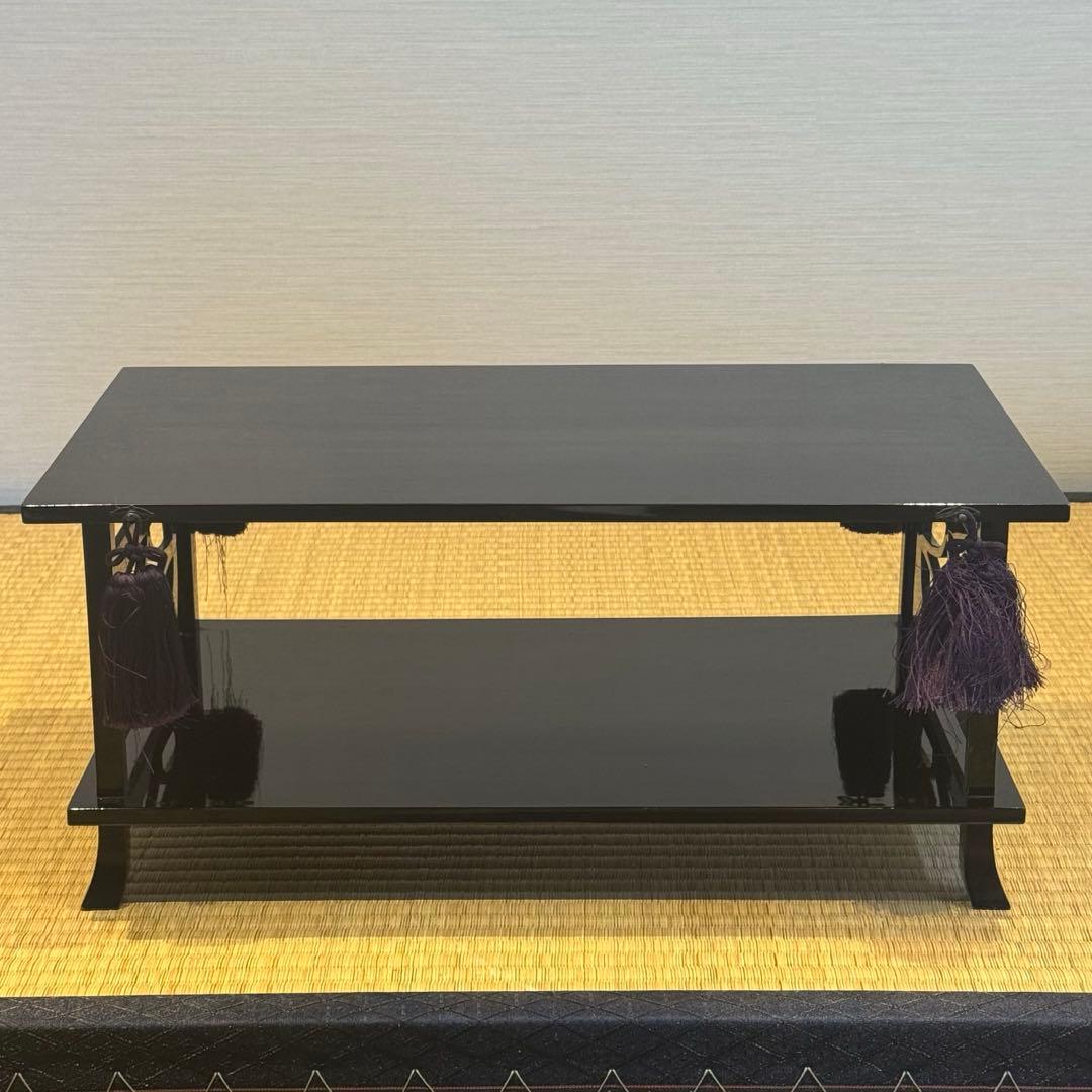 塗師 喜斎 作 蝋色 冠卓 房飾 共箱 木製漆器 花台 二