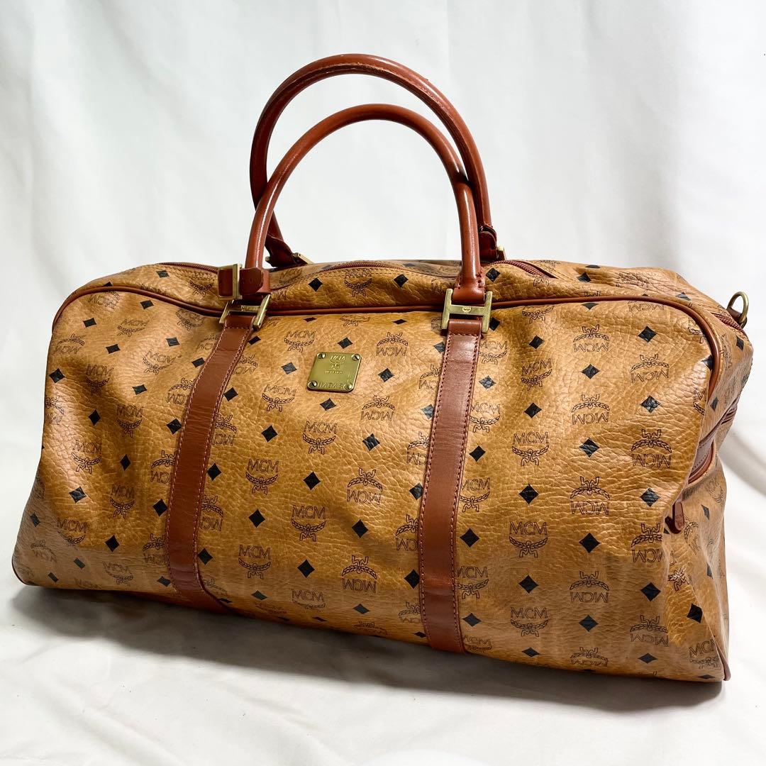 MCM ボストンバッグ 2way ヴィセトス柄 レザー 大容量 旅行バッグ ロゴ