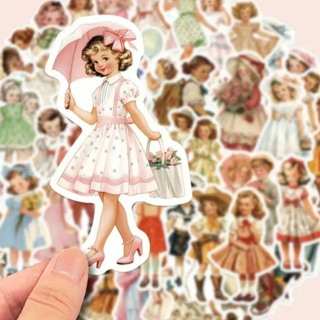 女の子フレークステッカーシールまとめ売り100枚大量 ヴィンテージ