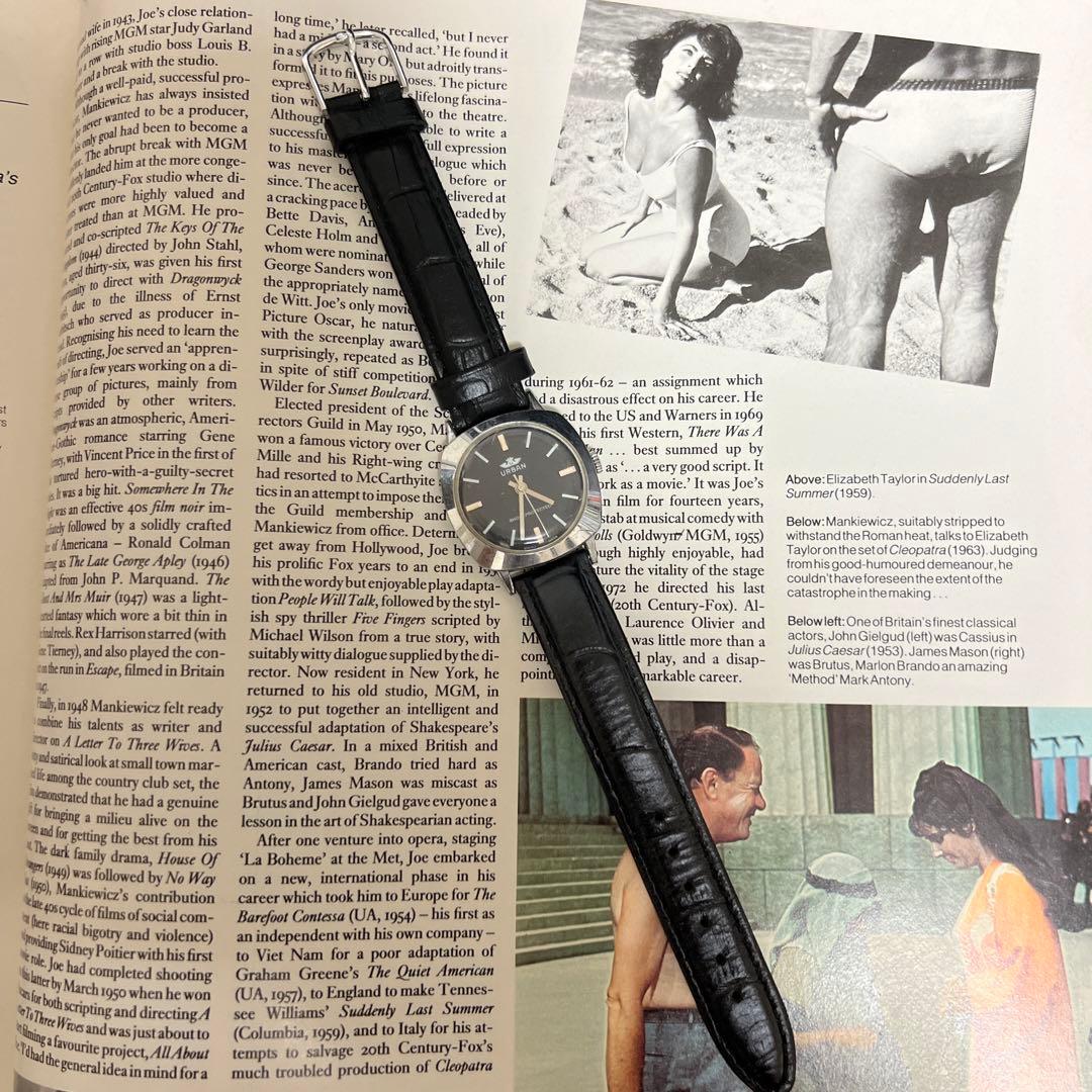 アナログ時計 レザー黒バンド 無印良品 ブラックレザーベルトアナログ時計