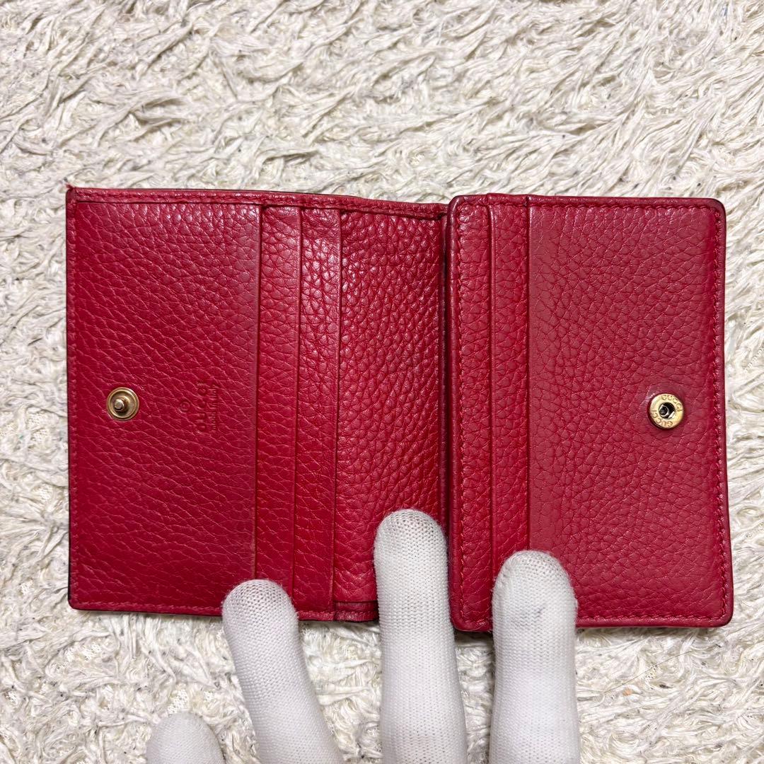 美品】GUCCI アニマリエ タイガー 二つ折財布 レッド 本革 美品 GUCCI