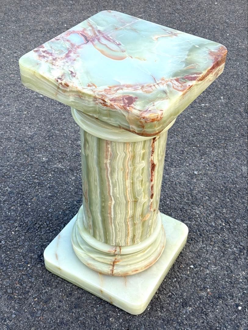 ③高73cm♪ 天然石 大理石 グリーンオニキス 飾り台 オブジェ｜