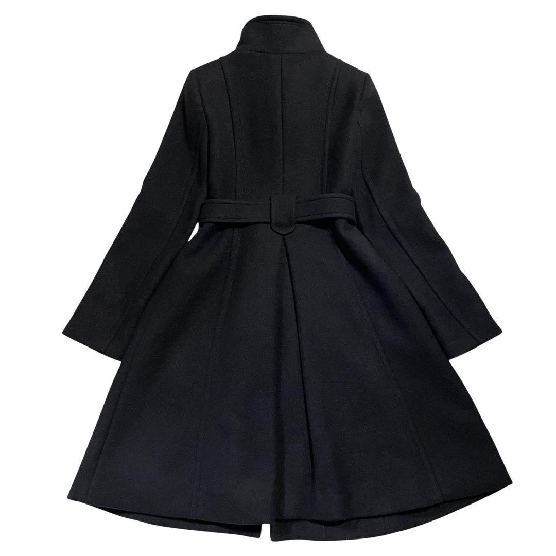 バーバリーブルーレーベル アンゴラ混 コート ベルト フレア ブラック