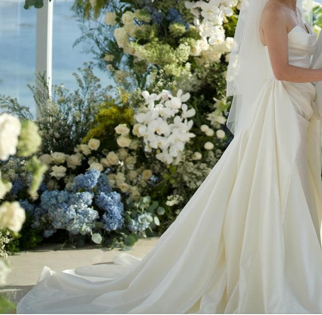 ウェディングドレス 前撮り 撮影 デザイナーズドレス クリームホワイト