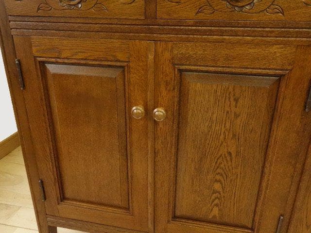 勇峰工芸 雅 花柄キャビネット1100 ナラ材家具 旭川家具 再塗装済